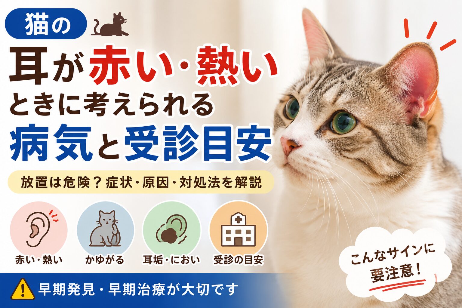 猫の耳が赤い・熱いときに考えられる病気