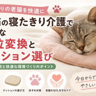 老猫の寝たきり介護で必要な体位変換とクッション選び｜褥瘡を防ぐ正しいケア方法