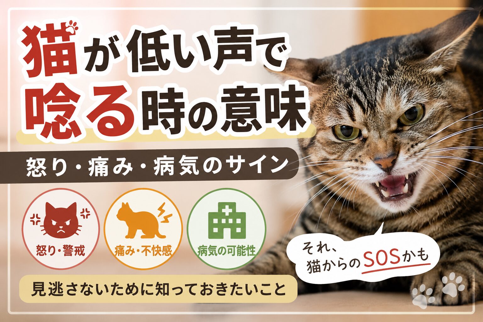 猫が低い声で唸る時の意味