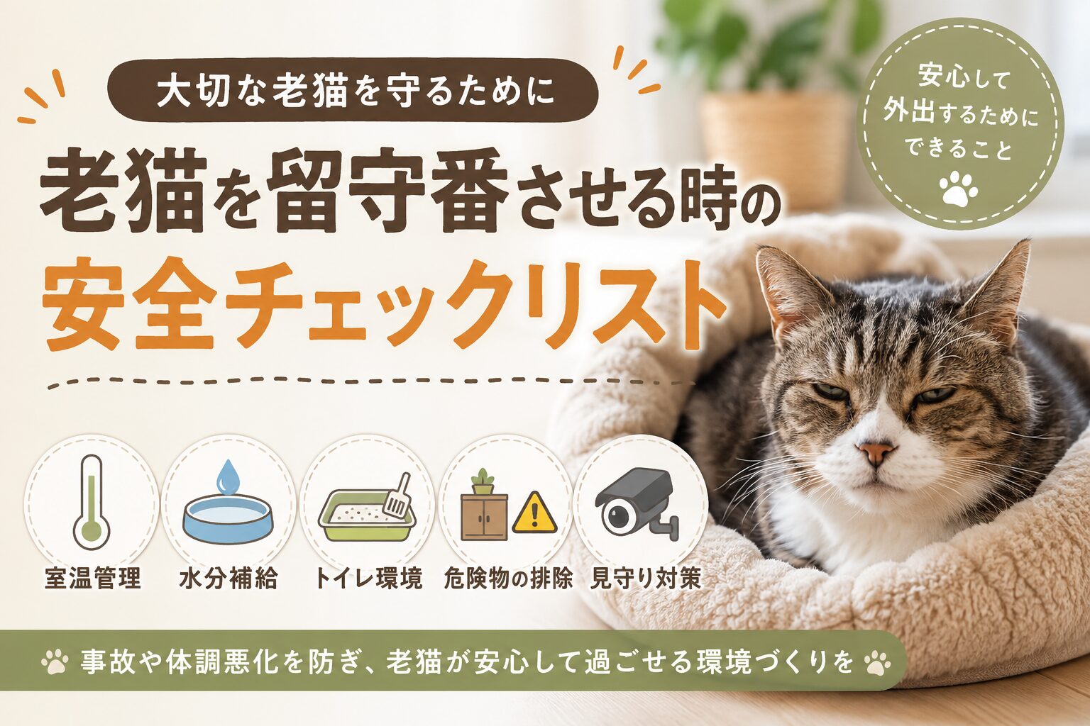 老猫を留守番させる時の安全チェックリスト