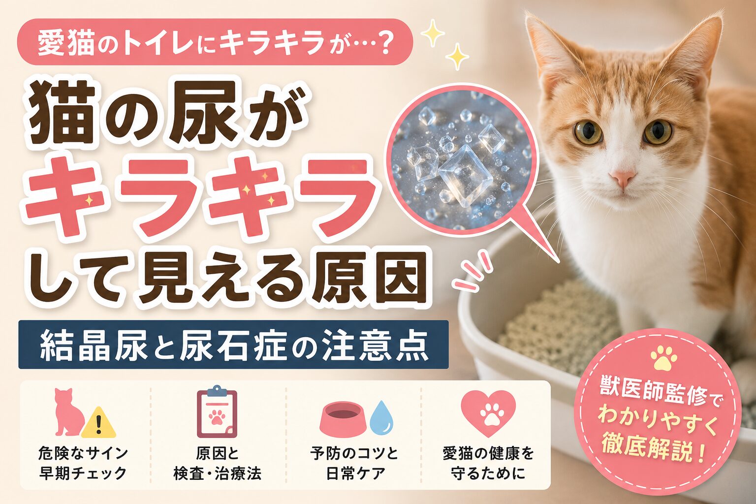 猫の尿がキラキラして見える原因