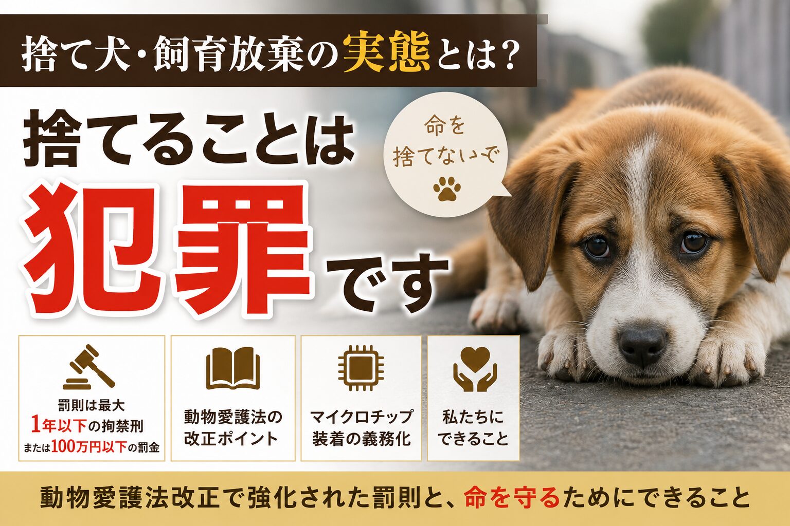 捨て犬・飼育放棄の実態と罰則
