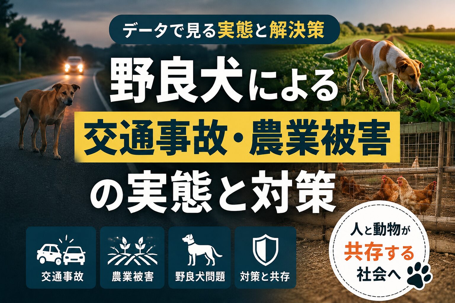 野良犬による交通事故・農業被害の実態と対策
