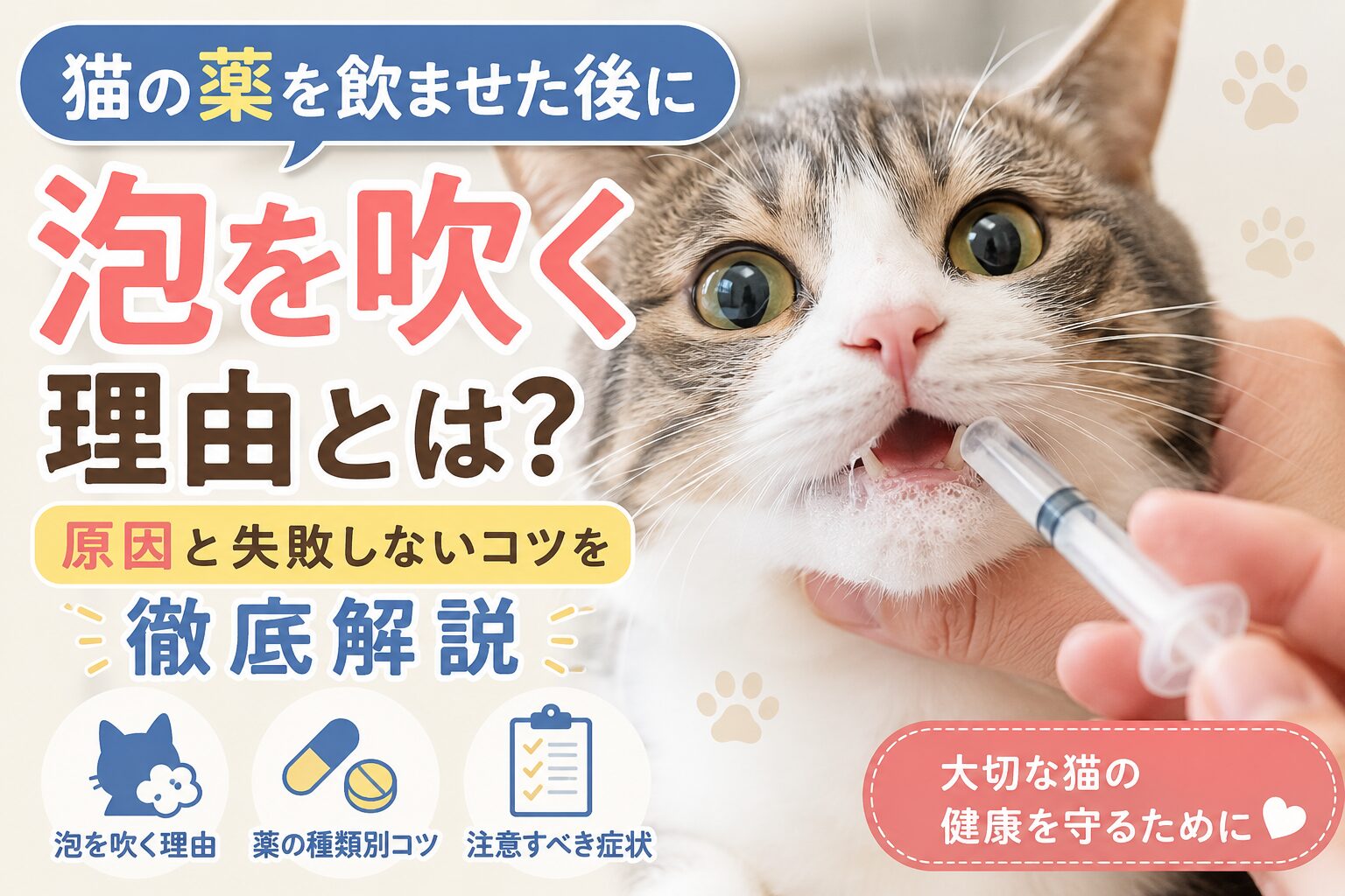 猫の薬を飲ませた後に泡を吹く理由と失敗しないコツ