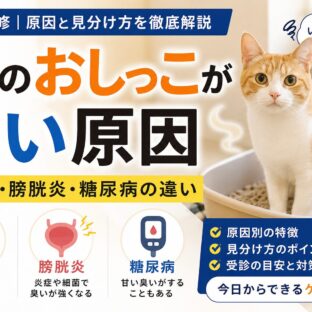 猫のおしっこが臭い原因｜濃縮尿・膀胱炎・糖尿病の違いを専門家が解説