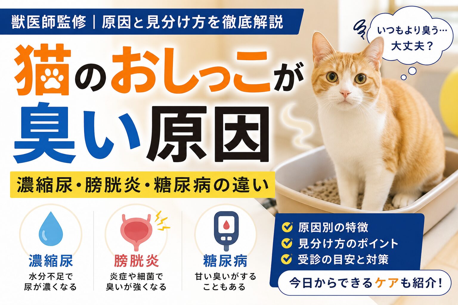 猫のおしっこが臭い原因