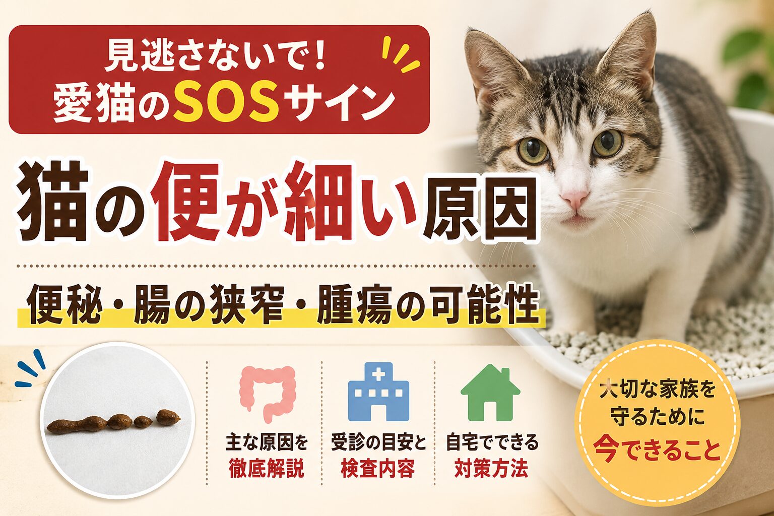 猫の便が細い原因