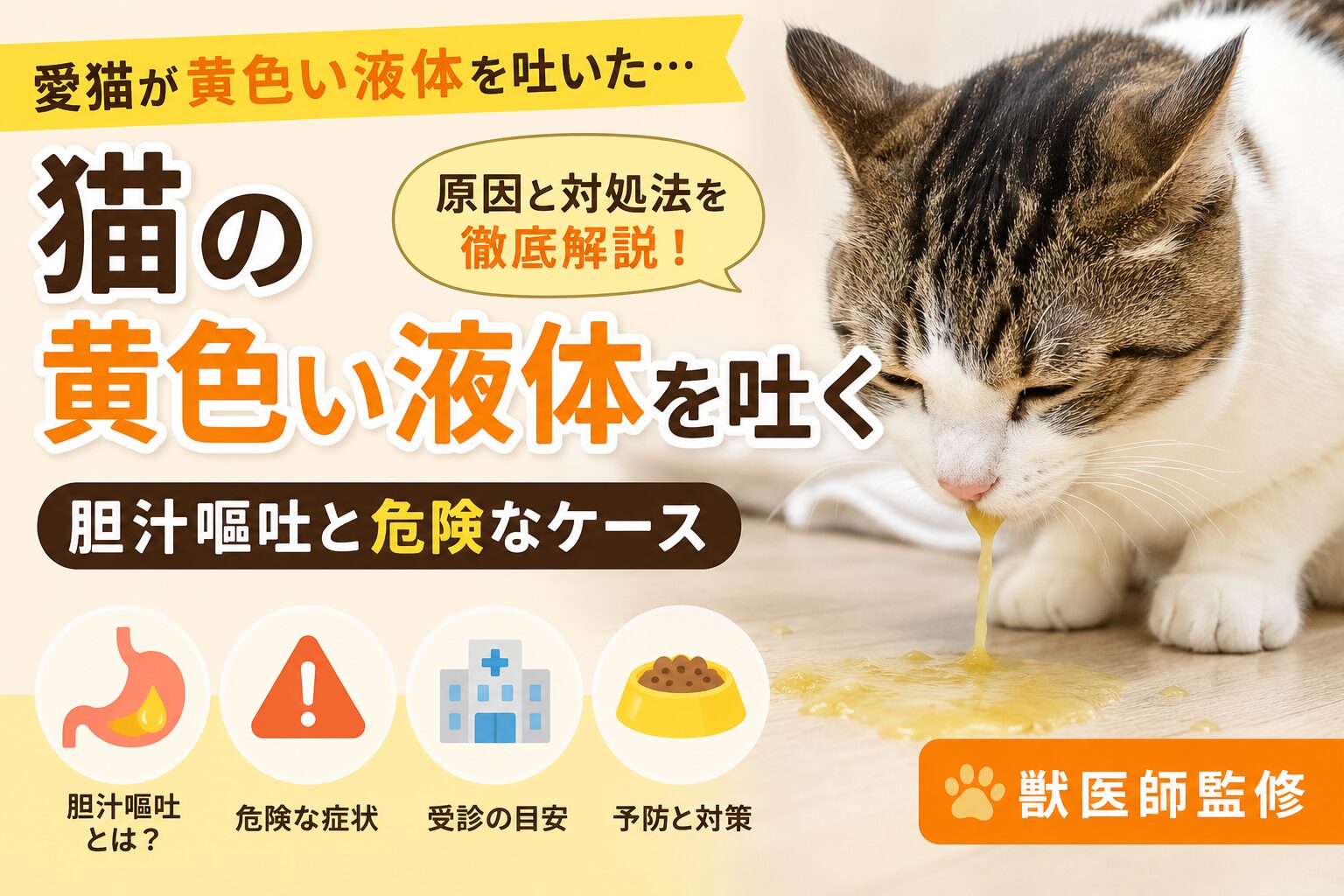 猫が黄色い液体を吐く原因