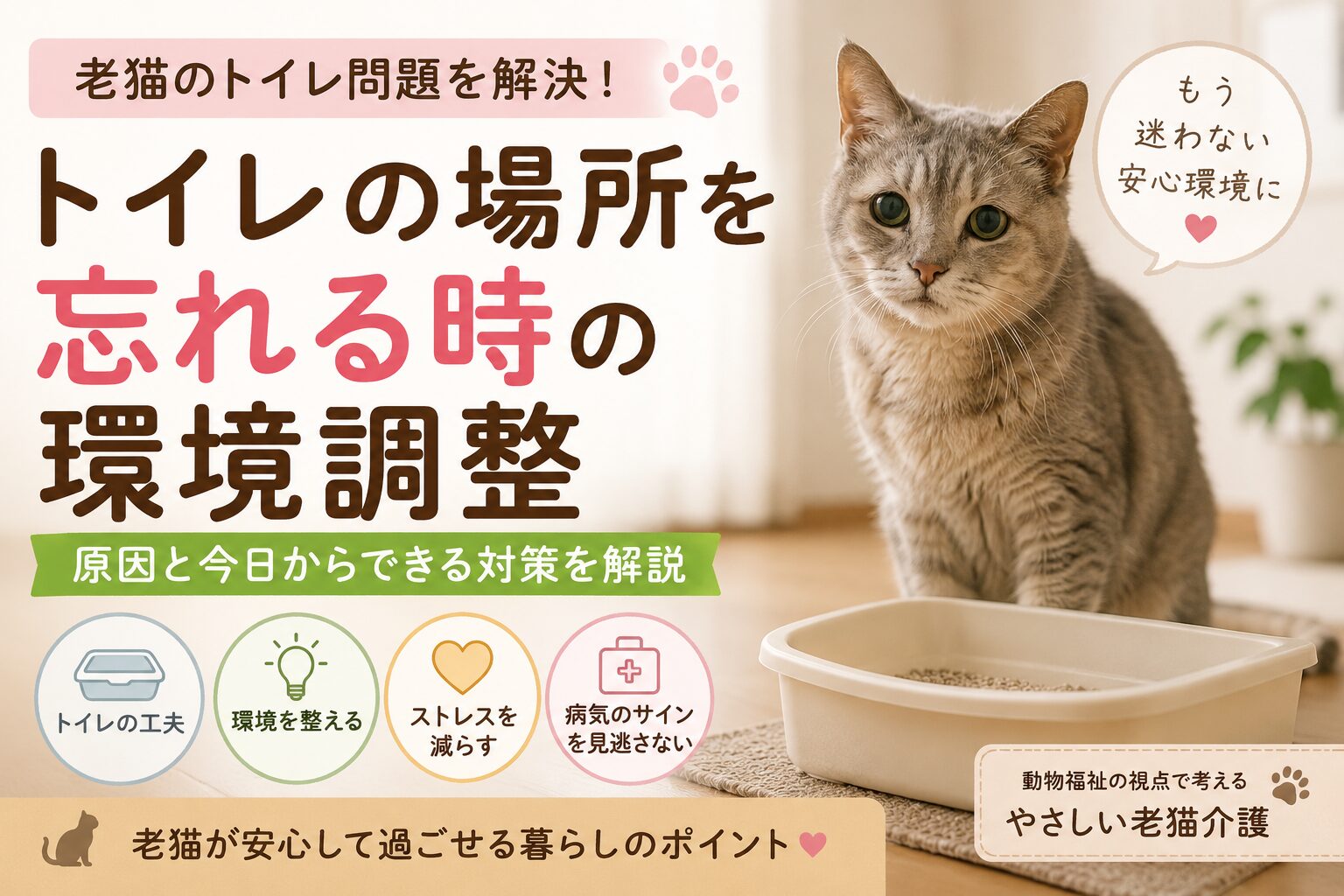 老猫がトイレの場所を忘れる時に見直すべき環境調整の全知識