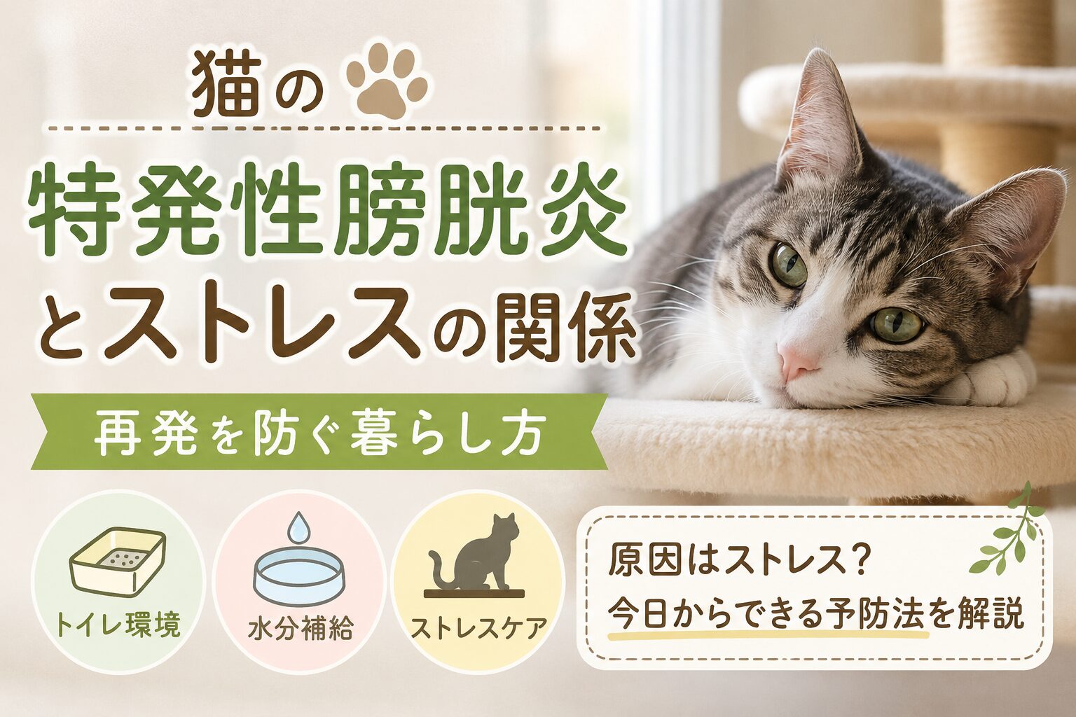 猫の特発性膀胱炎とストレスの関係