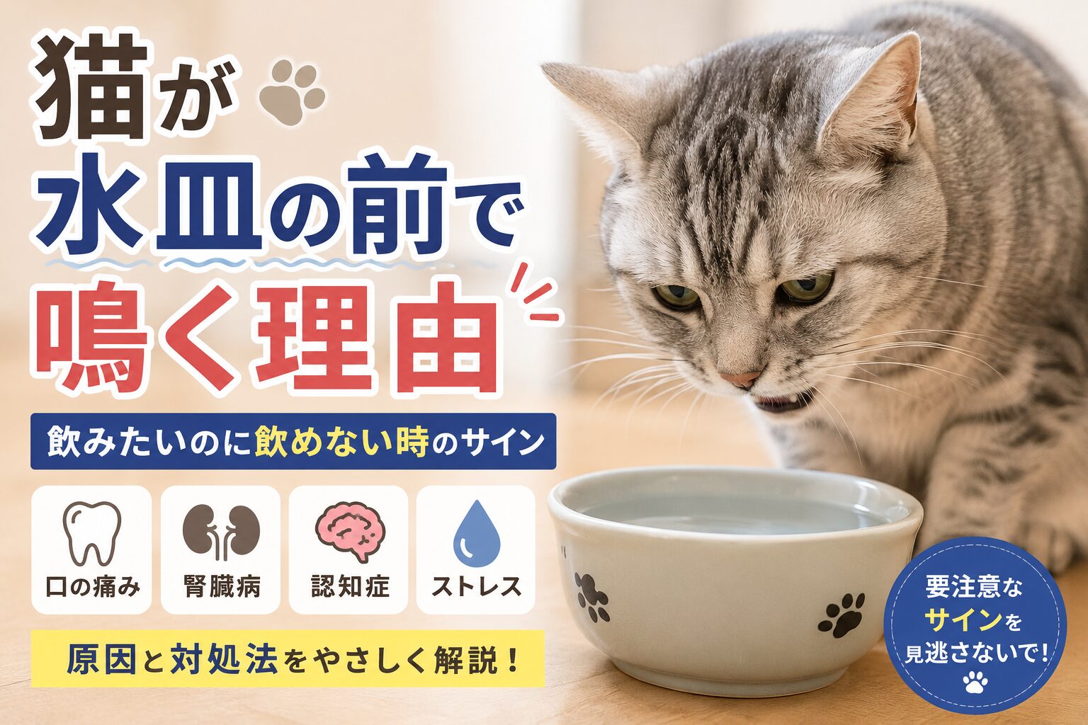 猫が水皿の前で鳴く理由
