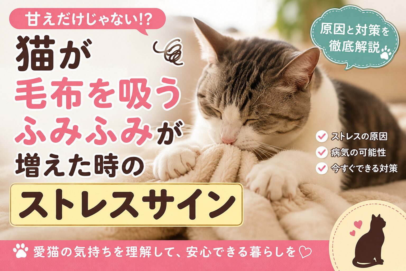 猫が毛布を吸う・ふみふみが増えた時のストレスサイン