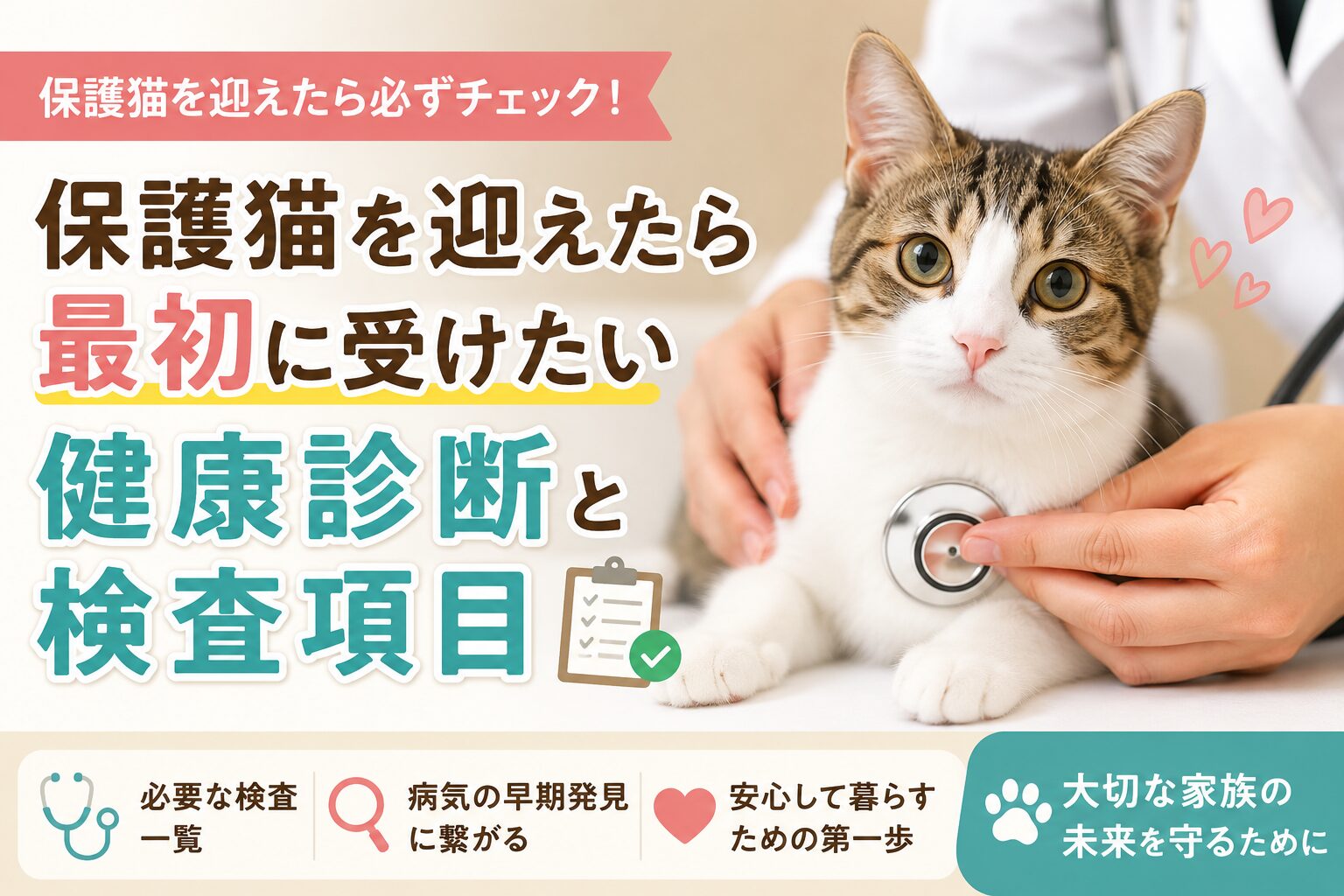 保護猫を迎えたら最初に受けたい健康診断と検査項目
