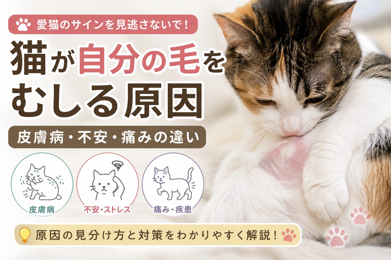 猫が自分の毛をむしる原因