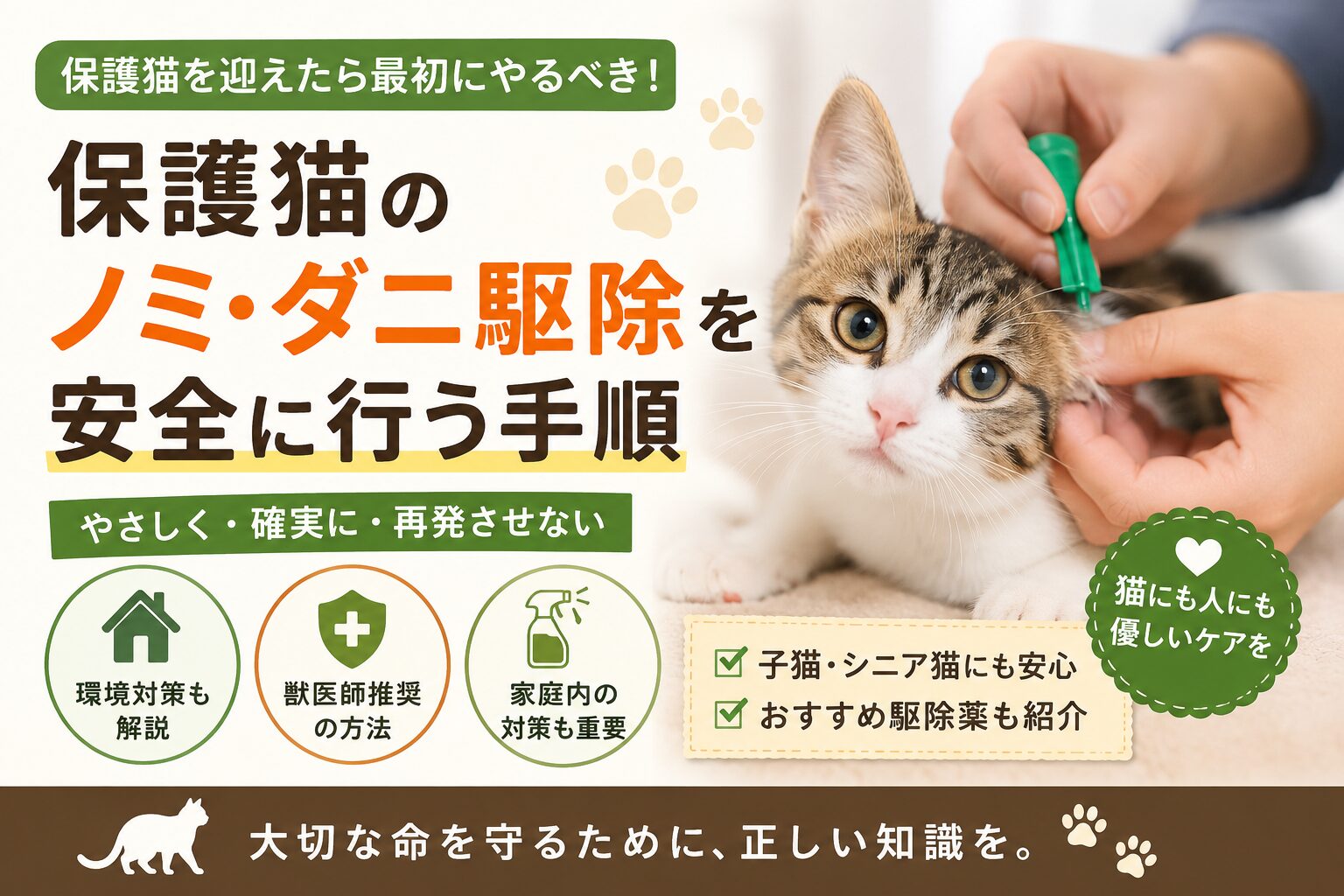 保護猫のノミ・ダニ駆除を安全に行う完全手順