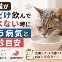 老猫が水だけ飲んで食べない時に疑う病気と受診目安｜獣医師が教える症状別チェックリスト付き