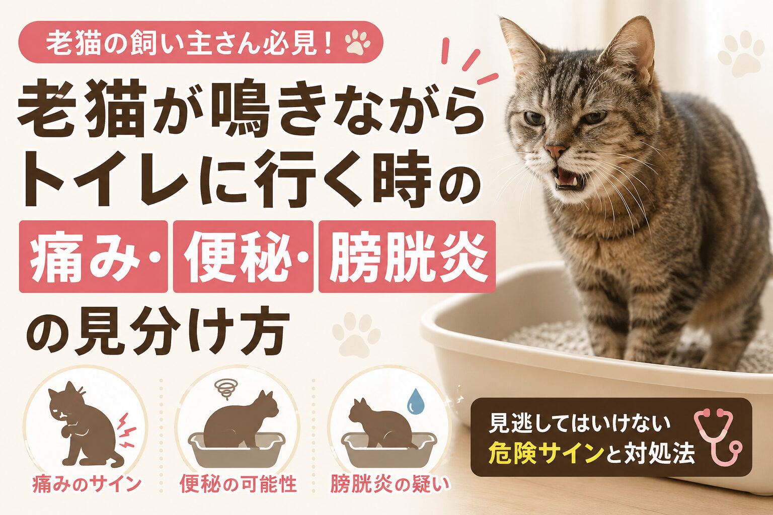 老猫が鳴きながらトイレに行く時の見分け方