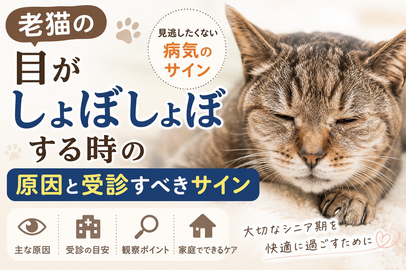 老猫の目がしょぼしょぼする原因と受診すべきサイン