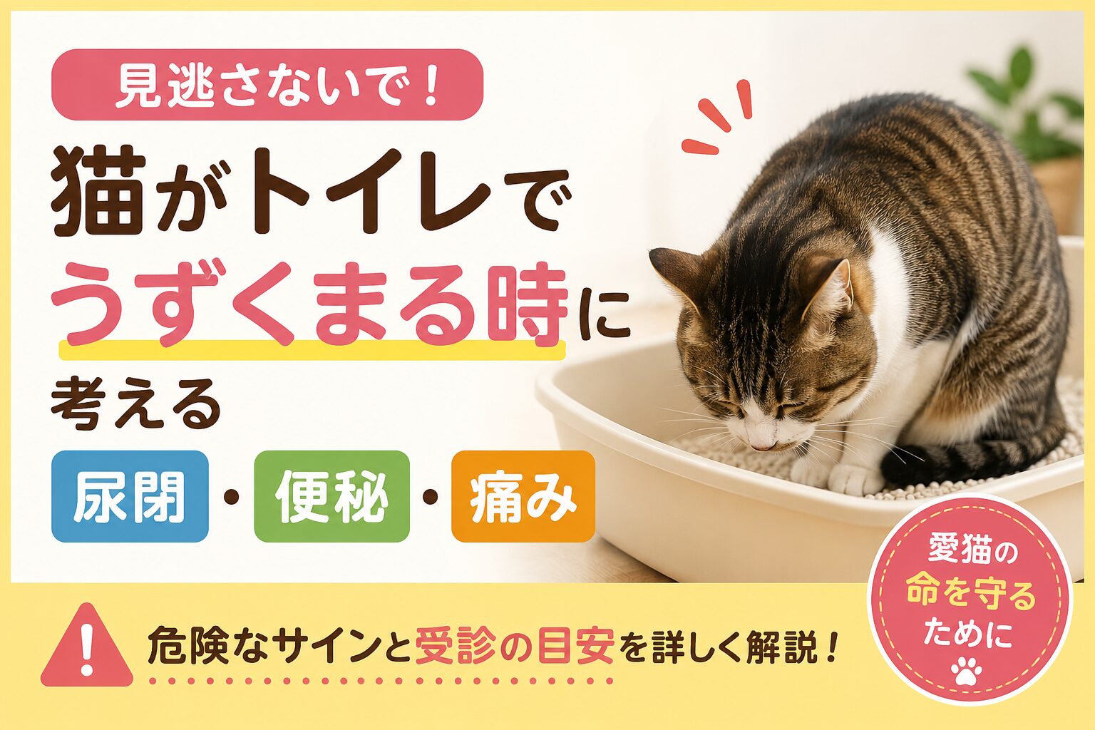 猫がトイレでうずくまる原因