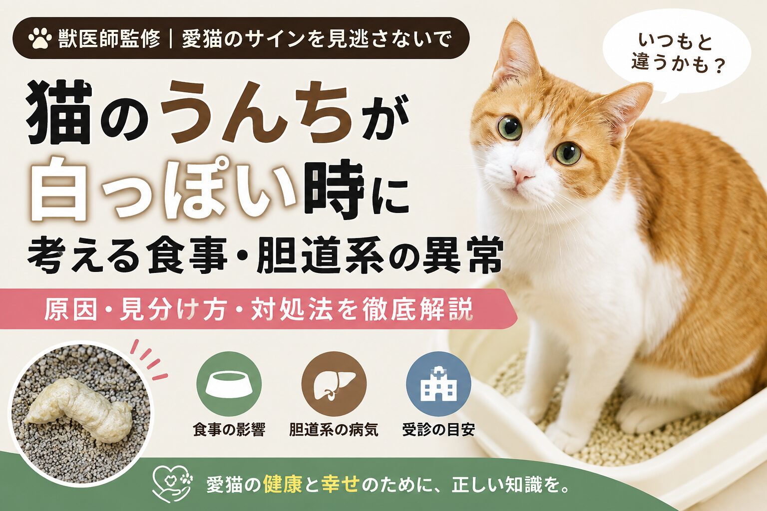 猫のうんちが白っぽい原因