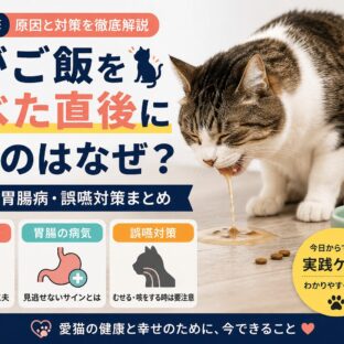 猫がご飯を食べた直後に吐く原因は早食い？胃腸病・誤嚥のリスクと今日からできる対策