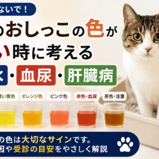 猫の尿の色が濃い時に疑うべき原因は脱水・血尿・肝臓病のサイン