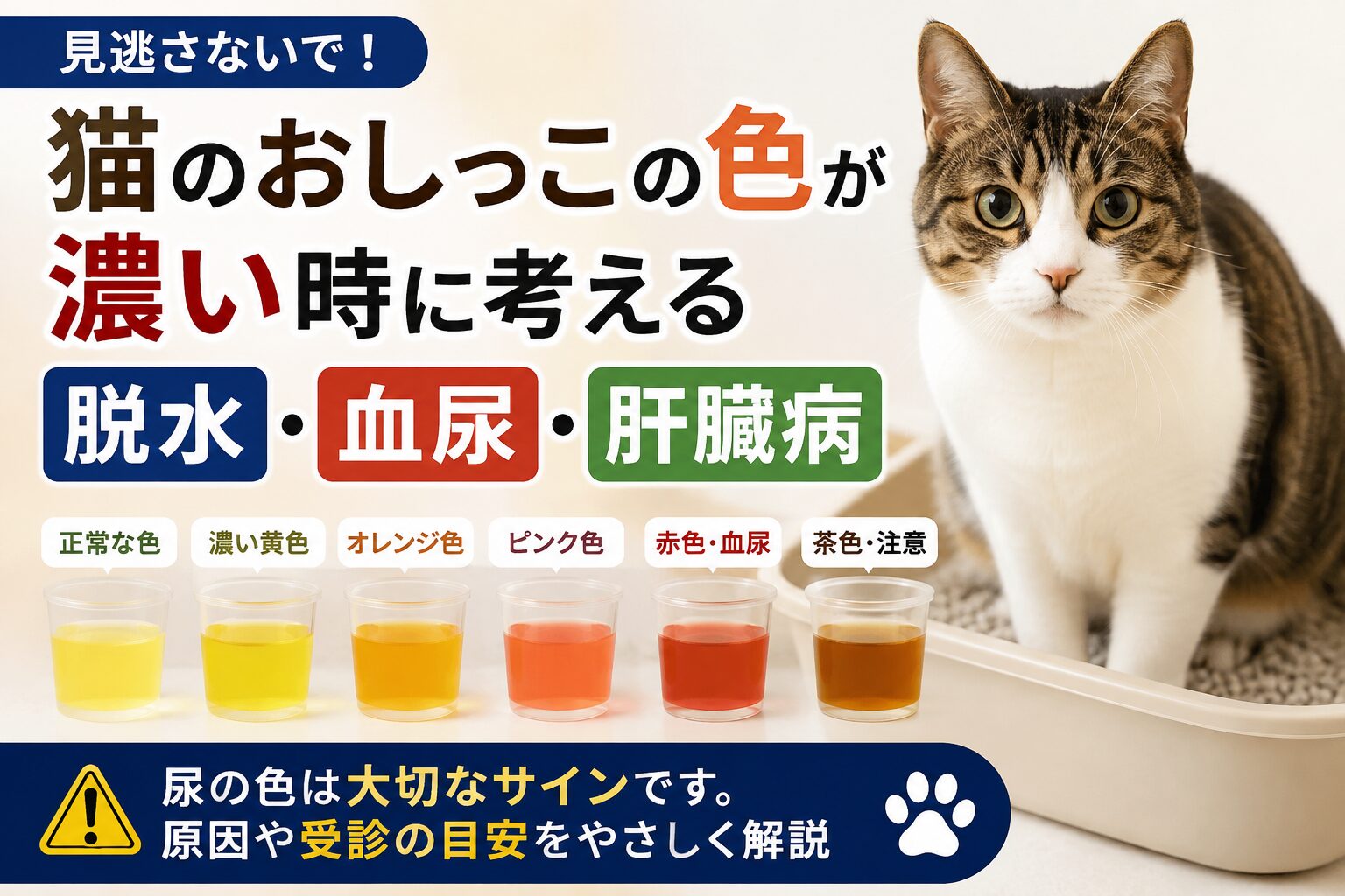 猫の尿の色が濃い時に疑うべき原因