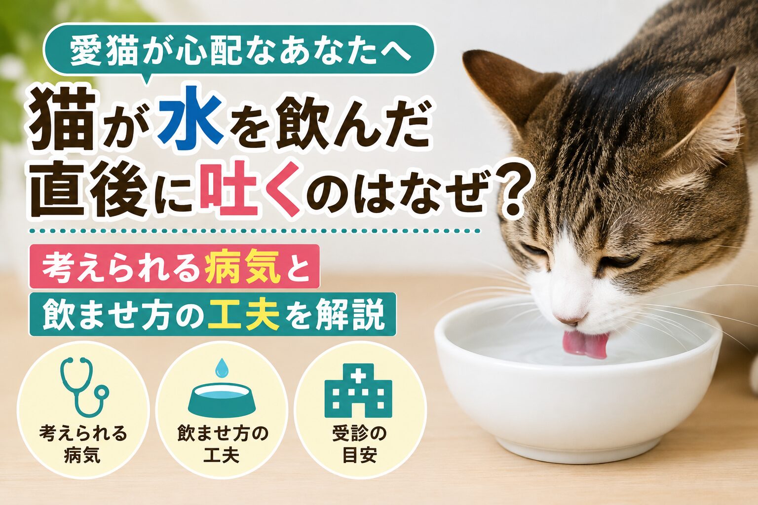 猫が水を飲んだ直後に吐くのはなぜ