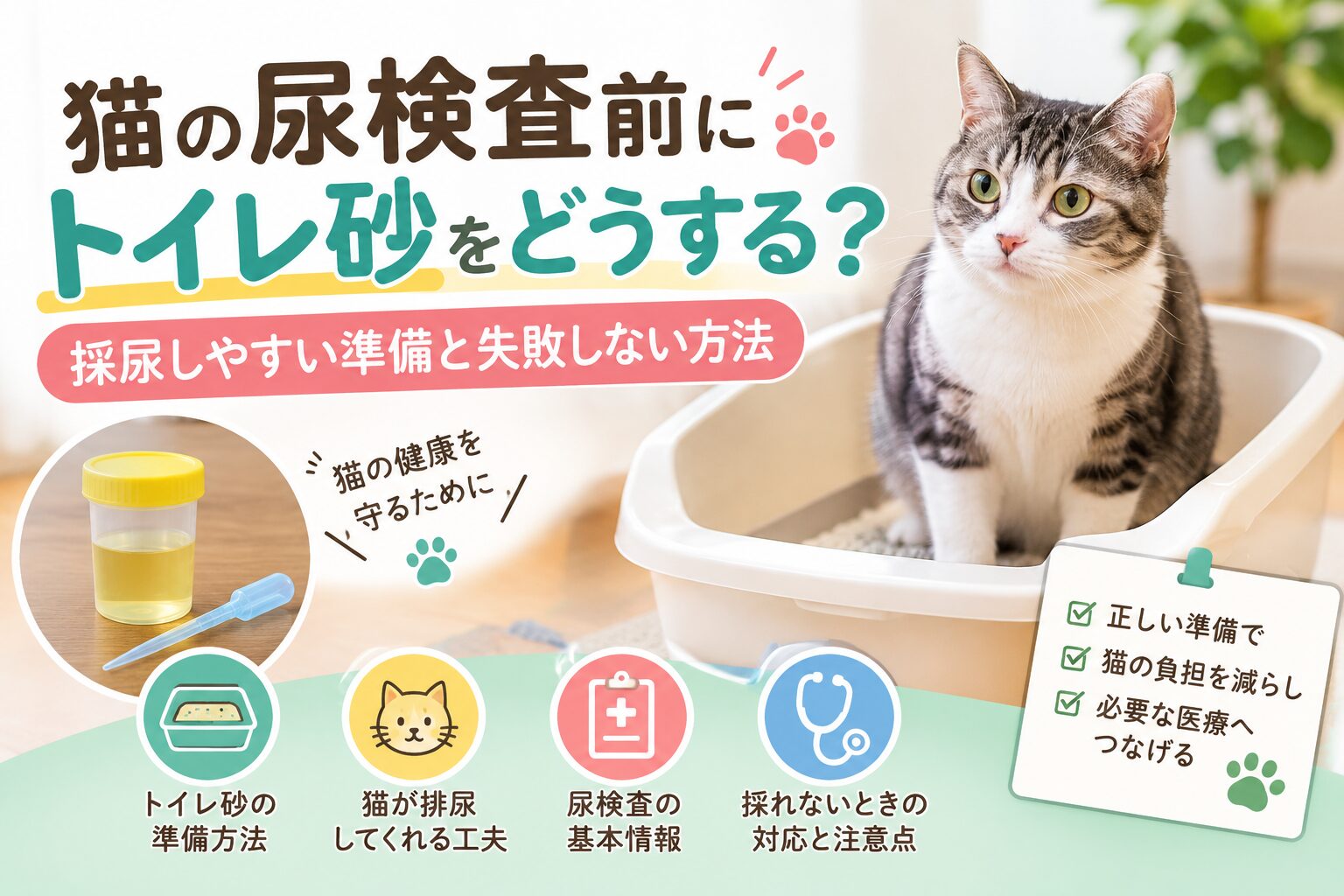 猫の尿検査前のトイレ砂はどうする